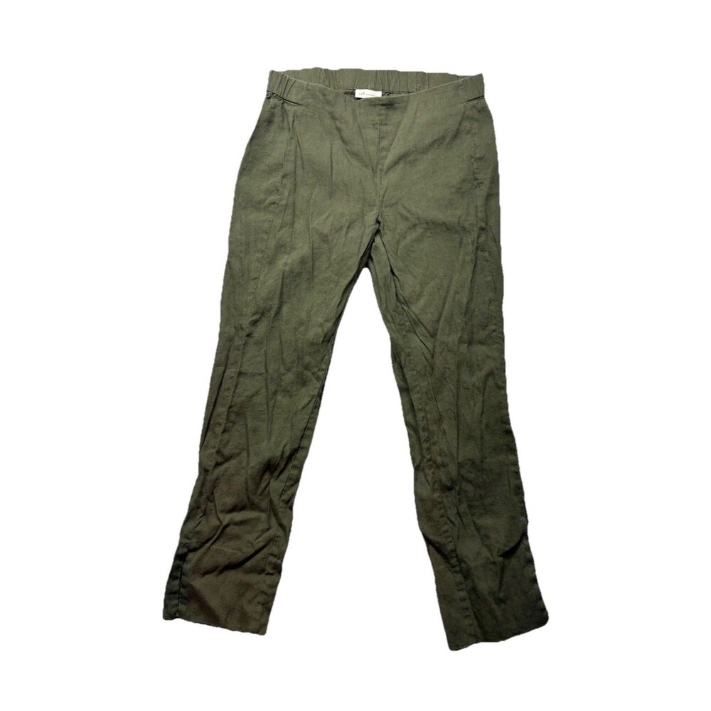 J.Jill Linen Stretch Pull On Pants Green Coastal Casual Womens Sz Small
